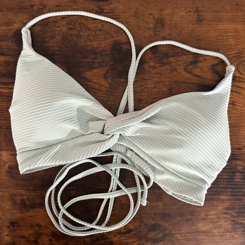 Light Green Ribbed Bikini Top